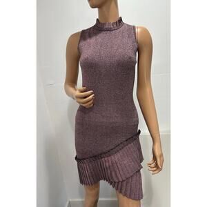 parker dress medium Metallic Pink Pleated Ruffle Sleeveless